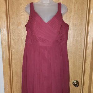 David Bridal Maroon V-Neck Dress